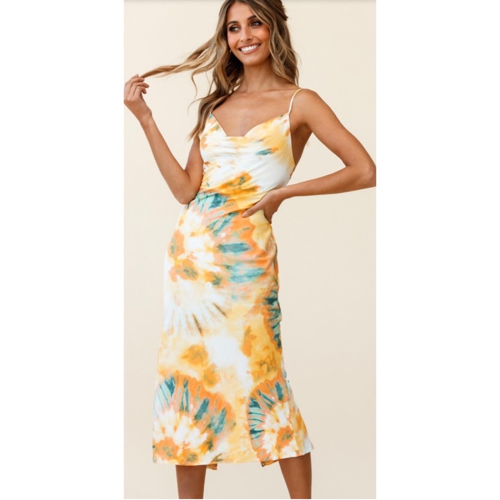 ‘Show me Love’ Orange Tye Dye Midi dress